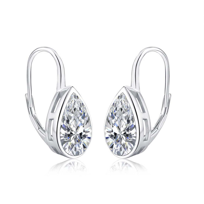 Sterling Silver Cubic Zirconia Leverback Drop Earrings