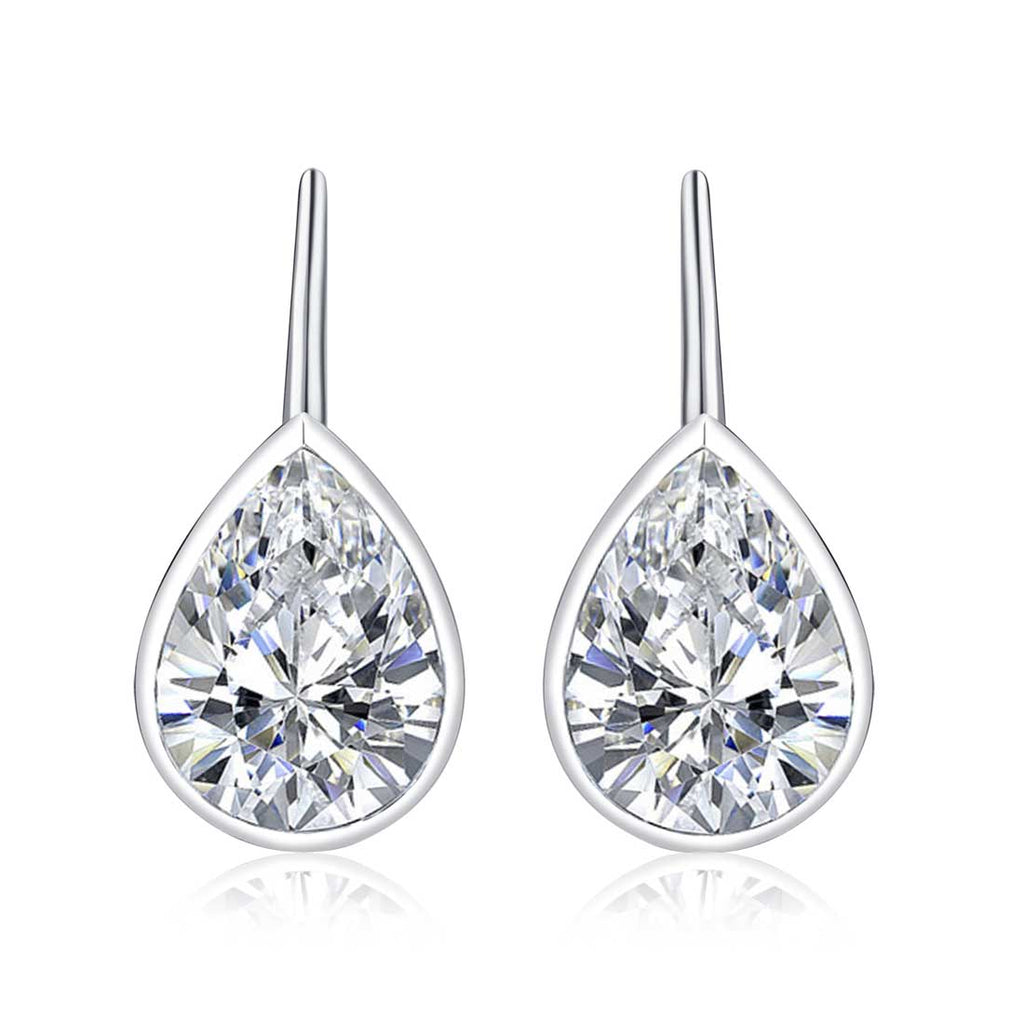 Sterling Silver Cubic Zirconia Leverback Drop Earrings