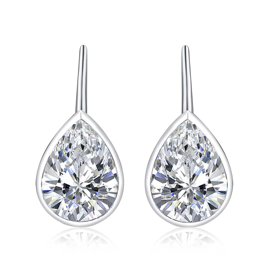 Sterling Silver Cubic Zirconia Leverback Drop Earrings