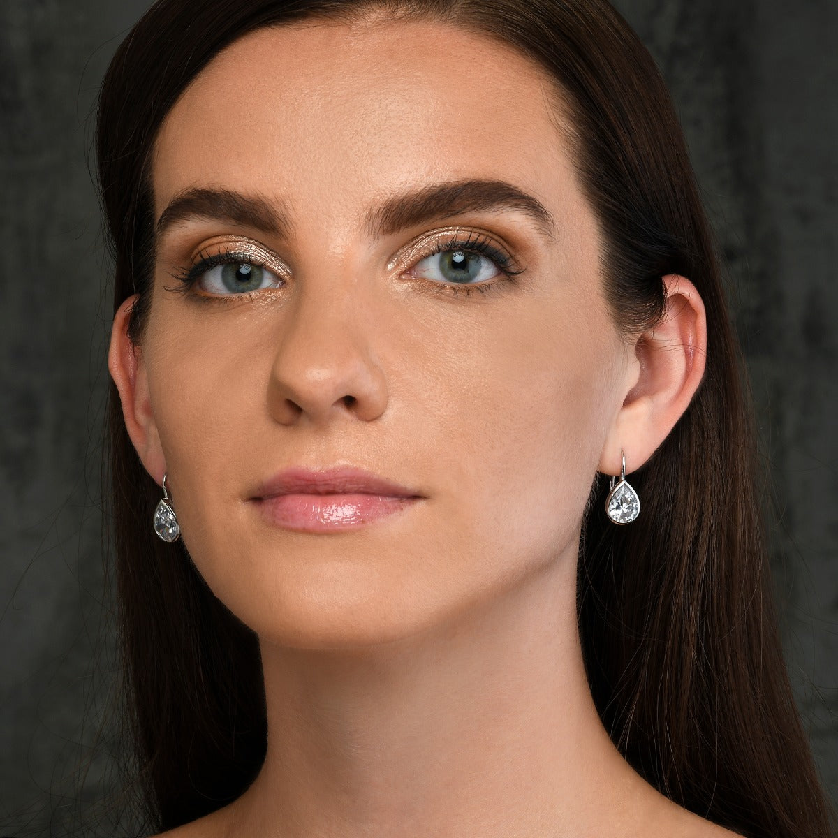 Sterling Silver Cubic Zirconia Leverback Drop Earrings