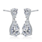 Sterling Silver Cubic Zirconia Pear Shaped Drop Earrings