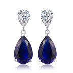 blue pear drop earrings in 925 sterling silver