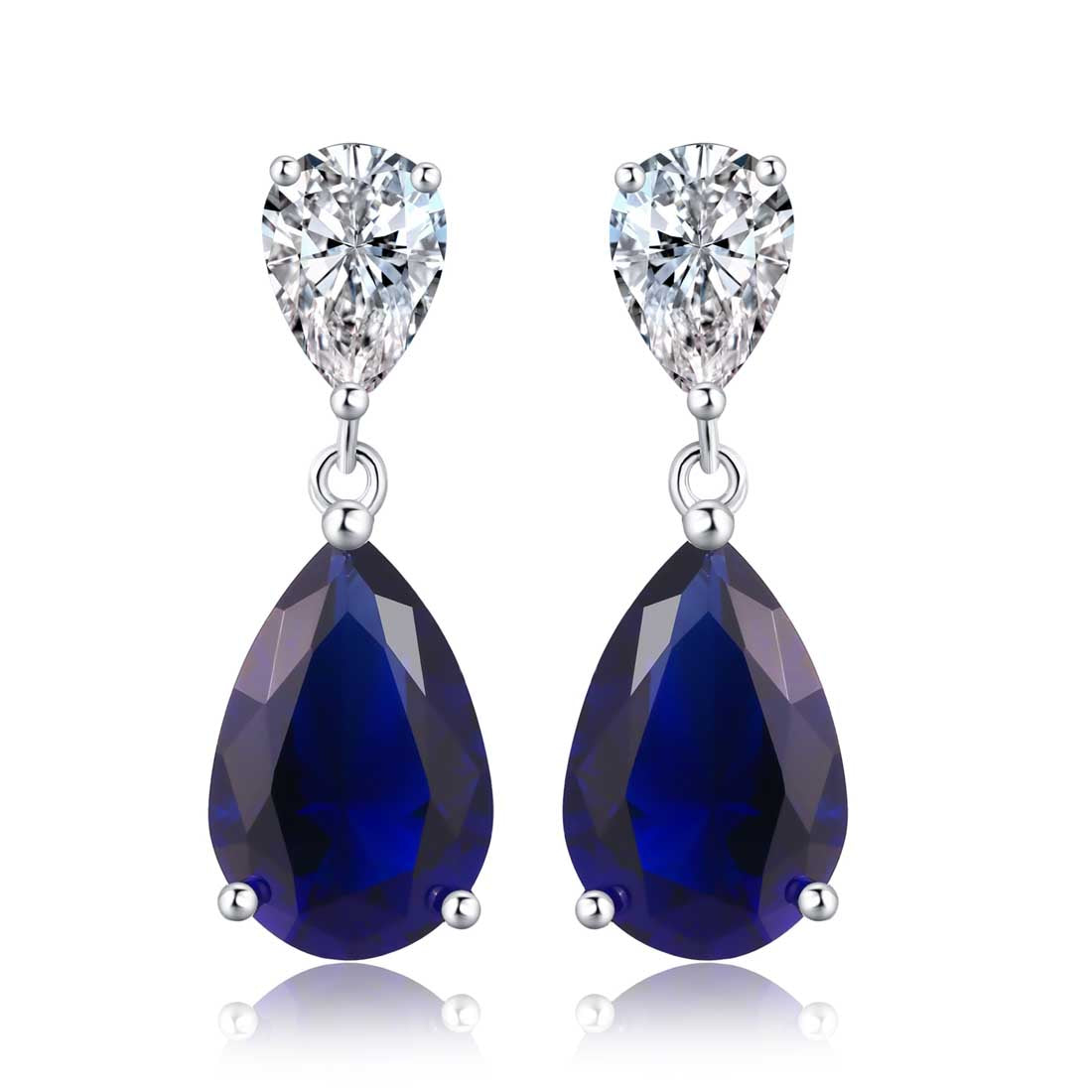 blue pear drop earrings in 925 sterling silver