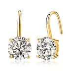 Gold Plated Sterling Silver Zirconia Drop Earrings 8mm Round Zirconia