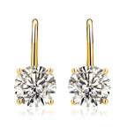Gold Plated Sterling Silver Zirconia Drop Earrings 8mm Round Zirconia