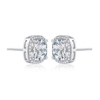 Sterling Silver Cushion Shaped Cubic Zirconia Stud Earrings