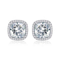 Sterling Silver Cushion Shaped Cubic Zirconia Stud Earrings