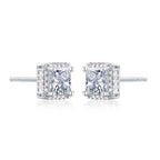 Sterling Silver Square Shaped Cubic Zirconia Stud Earrings