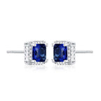 Sterling Silver Dark Blue Square Shaped Stud Earrings