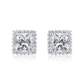 Sterling Silver Square Shaped Cubic Zirconia Stud Earrings