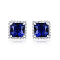 square blue stud earrings in 925 sterling silver