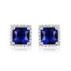 square blue stud earrings in 925 sterling silver