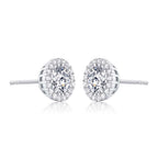 Sterling Silver Round Halo Stud Earrings