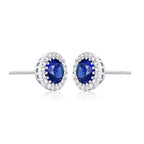 Sterling Silver Round Dark Blue Halo Stud Earrings