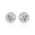 Sterling Silver Round Halo Stud Earrings