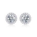 Sterling Silver Round Halo Stud Earrings