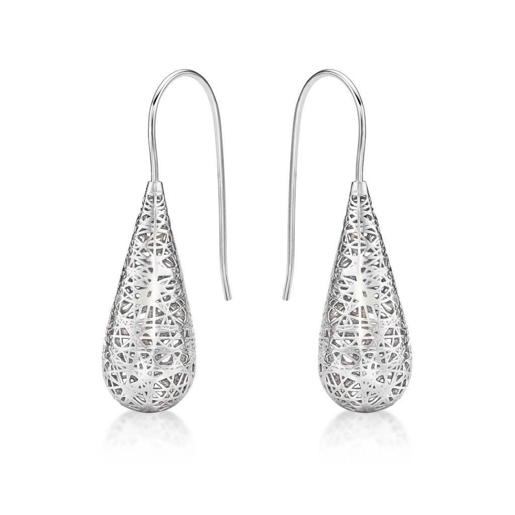 Conical Web Design 925 Sterling Silver Drop Earrings