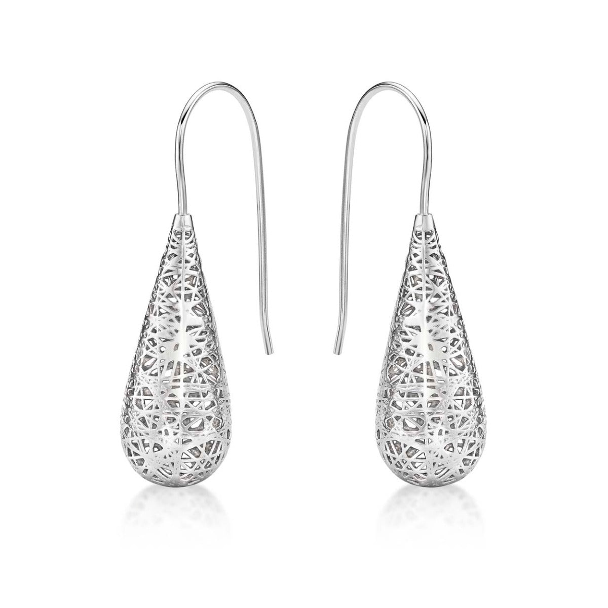 Conical Web Design 925 Sterling Silver Drop Earrings