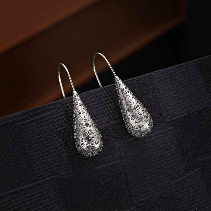Conical Web Design 925 Sterling Silver Drop Earrings