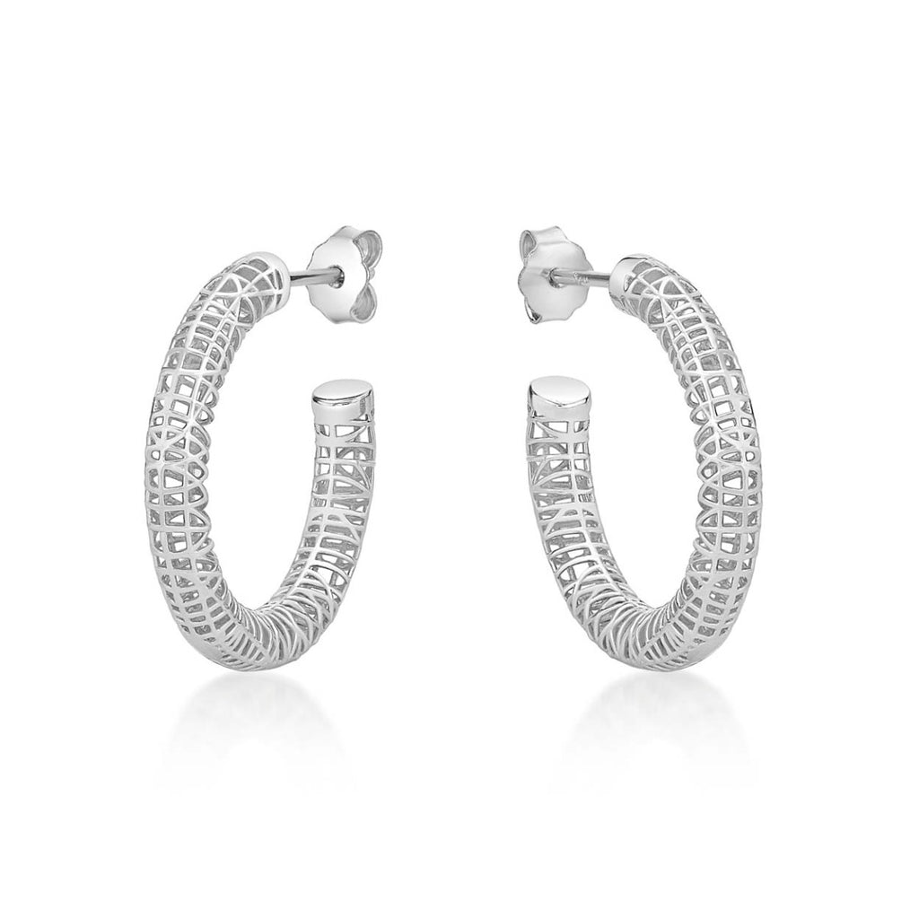 Web Design 925 Sterling Silver Hoop Earrings