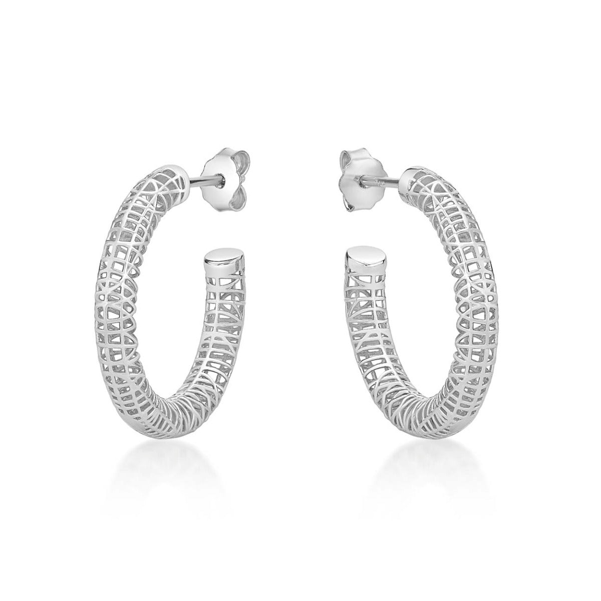 Web Design 925 Sterling Silver Hoop Earrings