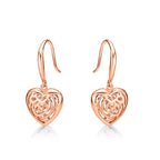 Rose Gold Plated Dangling Heart 925 Sterling Silver Drop Earrings