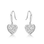 Dangling Heart 925 Sterling Silver Drop Earrings