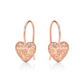 Rose Gold Plated Webbed Heart 925 Sterling Silver Drop Earrings