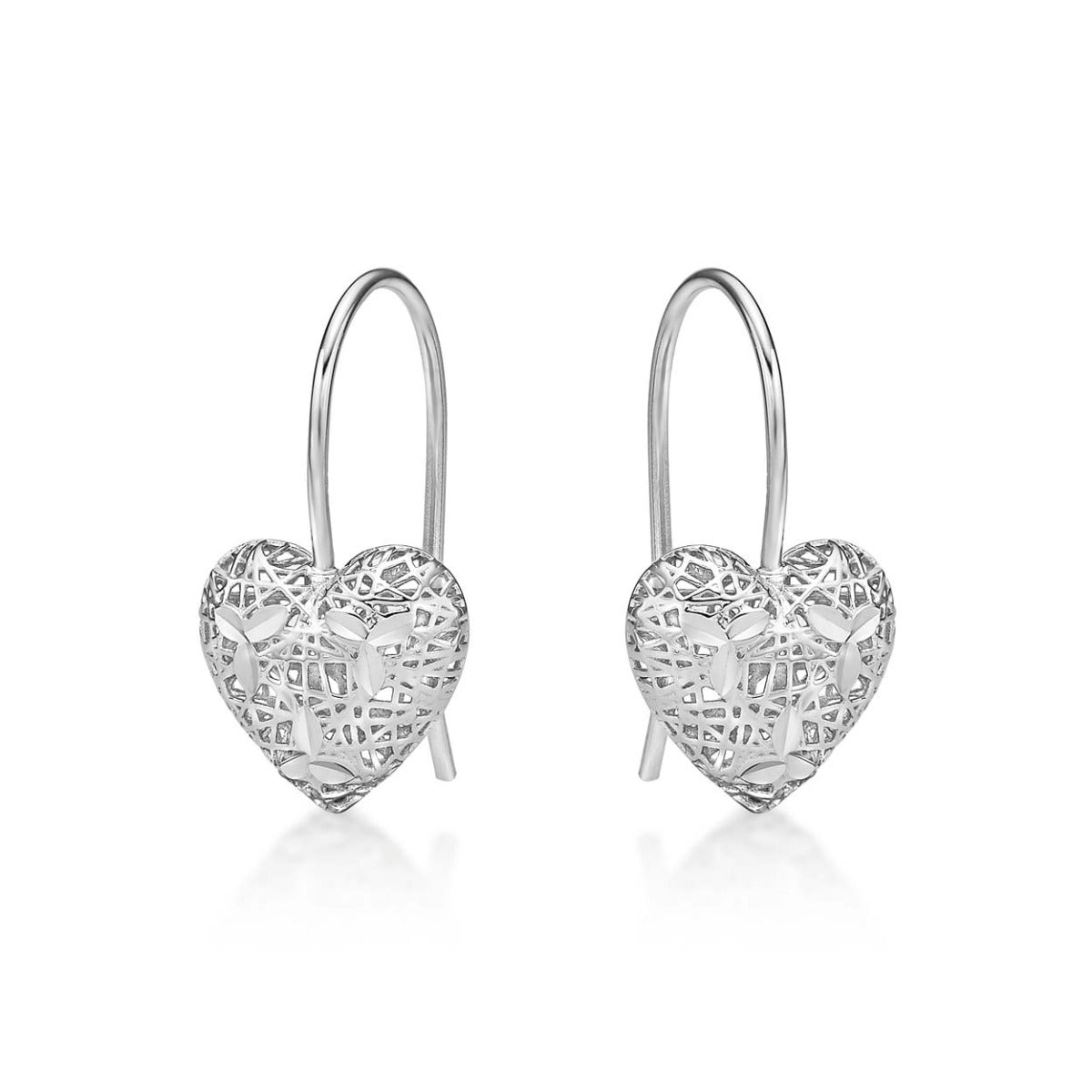 Webbed Heart 925 Sterling Silver Drop Earrings