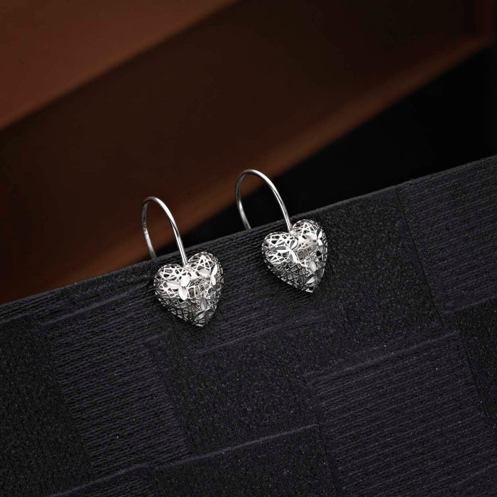 Webbed Heart 925 Sterling Silver Drop Earrings