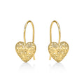 Gold Plated Webbed Heart 925 Sterling Silver Drop Earrings