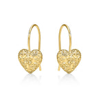 Gold Plated Webbed Heart 925 Sterling Silver Drop Earrings