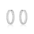 Sterling Silver Hoop Earrings 25mm, Channel Set Baguette Cubic Zirconia