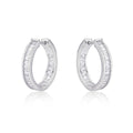 Sterling Silver Hoop Earrings 20mm, Channel Set Baguette Cubic Zirconia