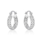 Ornate 925 Sterling Silver Hoop Earrings