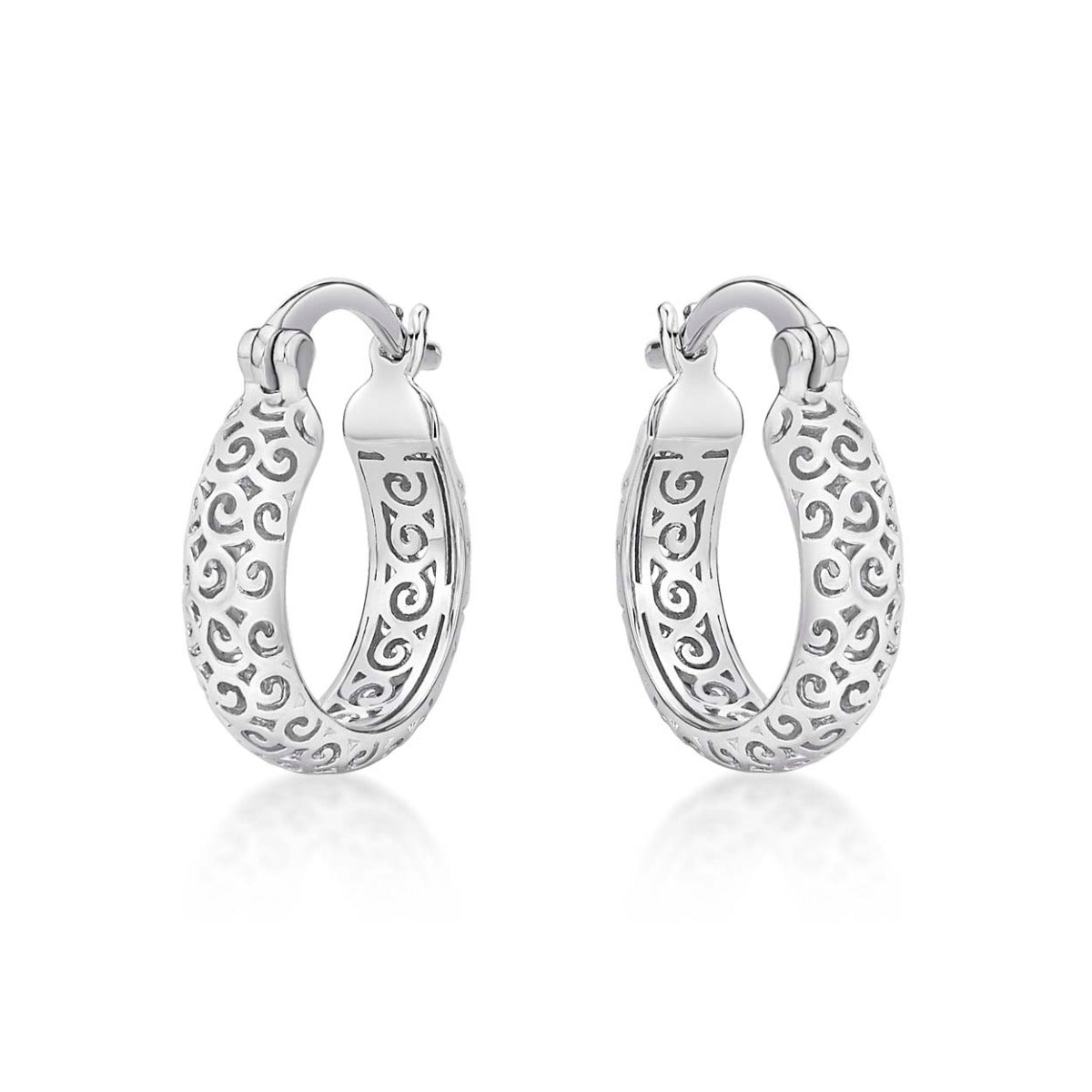 Ornate 925 Sterling Silver Hoop Earrings
