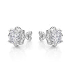 Side view of Sparkling Star 925 Sterling Silver Stud Earrings with Cubic Zirconia