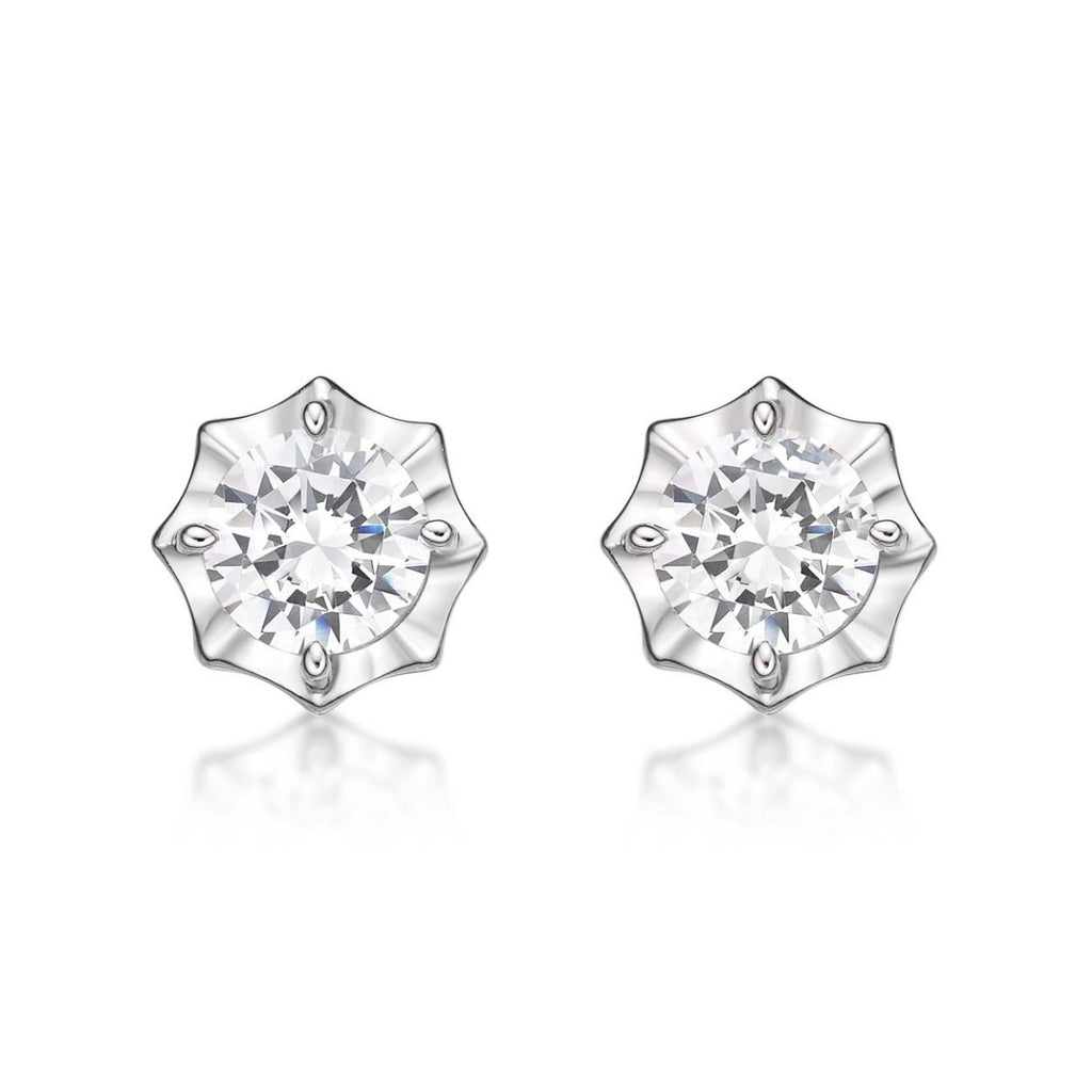 Sparkling Star 925 Sterling Silver Stud Earrings with Cubic Zirconia