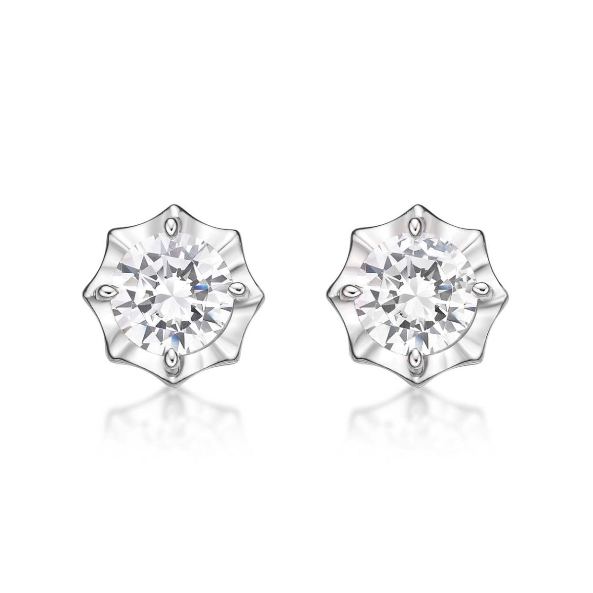 Sparkling Star 925 Sterling Silver Stud Earrings with Cubic Zirconia