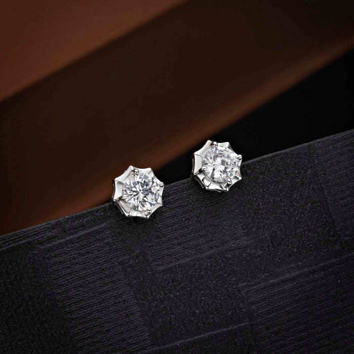 Sparkling Star 925 Sterling Silver Stud Earrings with Cubic Zirconia