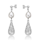 Side view of Vintage Conical Freshwater Pearl Earrings in 925 Sterling Silver