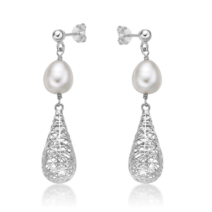 Vintage Conical Freshwater Pearl Earrings in 925 Sterling Silver