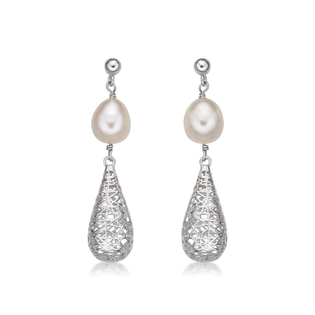 Vintage Conical Freshwater Pearl Earrings in 925 Sterling Silver