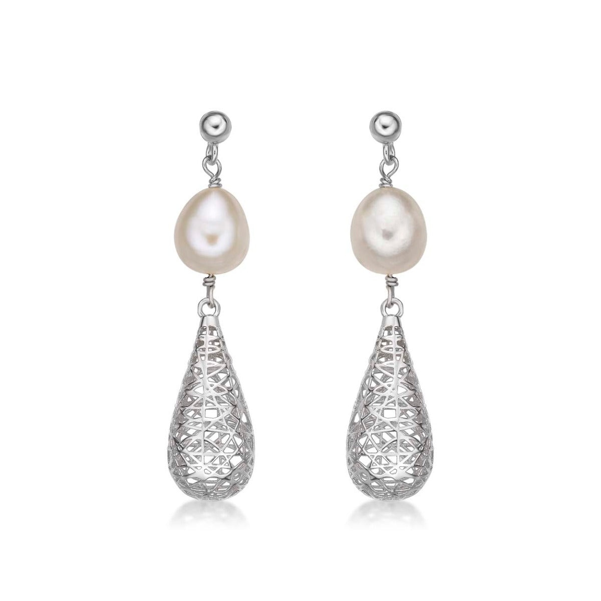 Vintage Conical Freshwater Pearl Earrings in 925 Sterling Silver