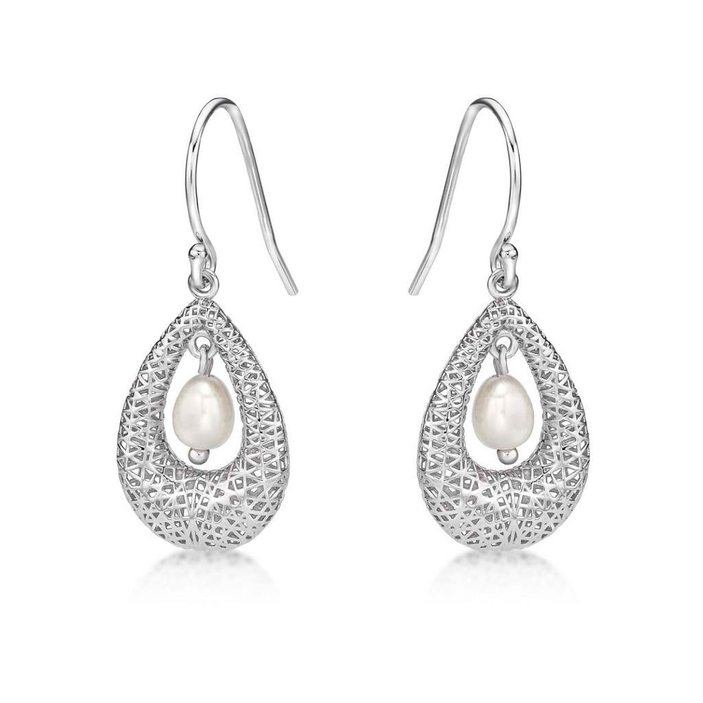 Vintage Freshwater Pearl 925 Sterling Silver Dangling Earrings