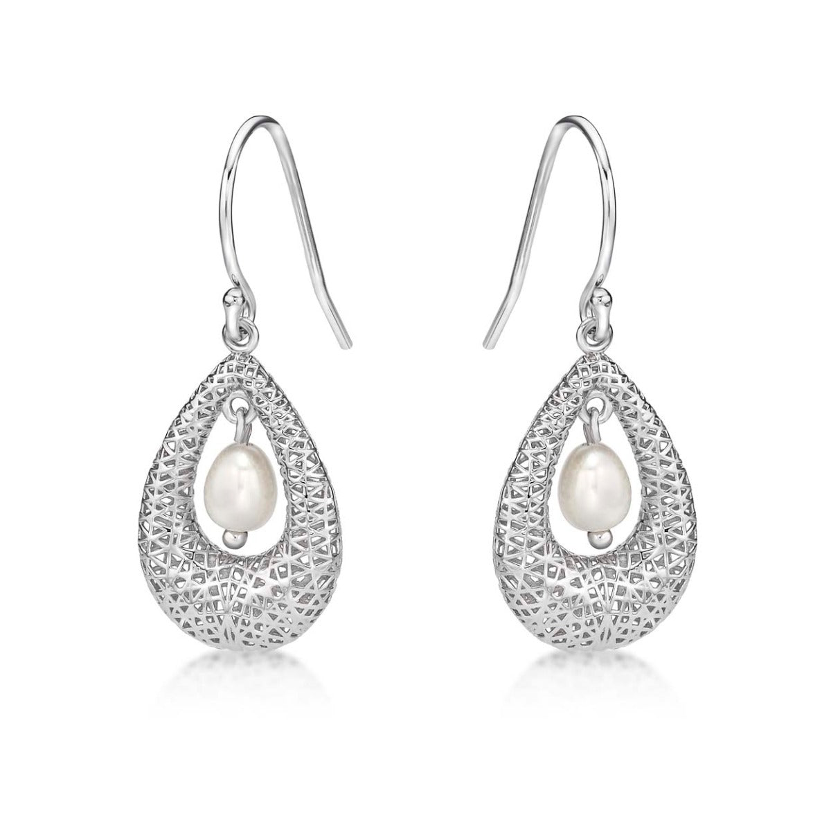 Vintage Freshwater Pearl 925 Sterling Silver Dangling Earrings