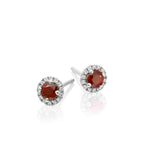 0.40ct Ruby Stud Earrings with Diamond Halo 18K White Gold