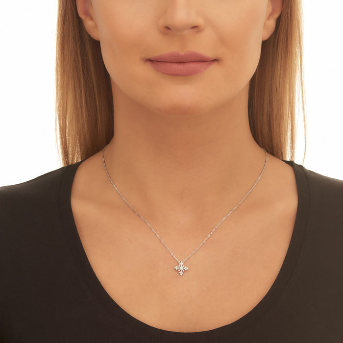 Night Star 0.30ct Cluster Diamond Pendant In 9K White Gold