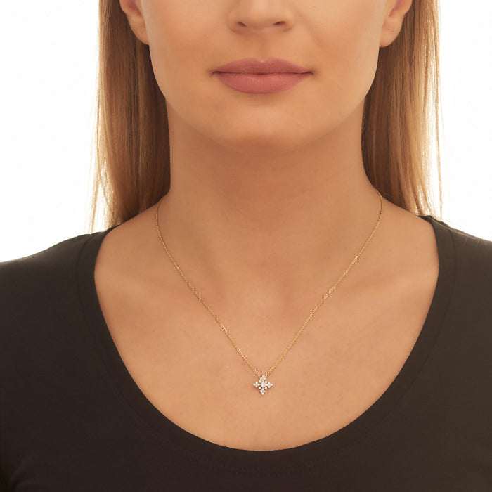 Night Star 0.30ct Cluster Diamond Pendant In 9K Yellow Gold