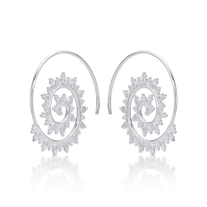 Vintage Swirl Spiral Hoop Earrings in 925 Sterling Silver